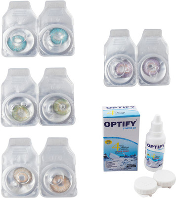 

Optify Combo Pack Monthly Color Contact Lens With Solution Monthly Contact Lens(0, Aqua-Green-Hazel-Violet, Pack of 4)