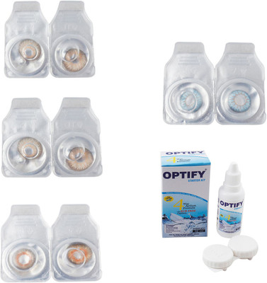 

Optify Combo Pack Monthly Color Contact Lens With Solution Monthly Contact Lens(0, Gold-Hazel-Honey-Sea Blue, Pack of 4)