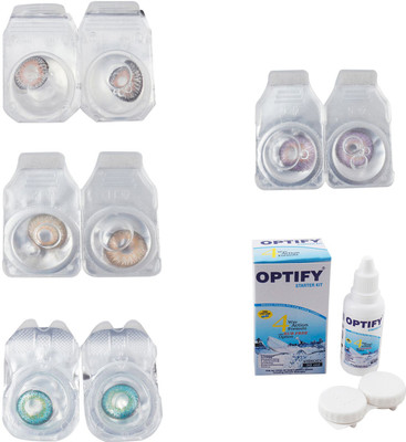 

Optify Combo Pack Monthly Color Contact Lens With Solution Monthly Contact Lens(0, Grey-Hazel-Green Turquoise-Violet, Pack of 4)