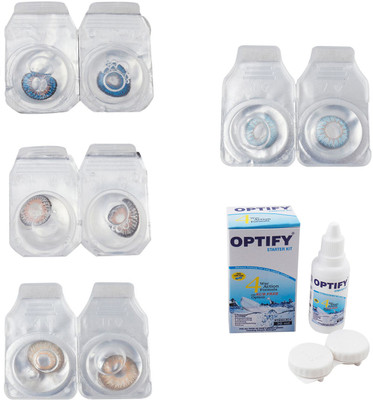 

Optify Combo Pack Monthly Color Contact Lens With Solution Monthly Contact Lens(0, Blue-Grey-Hazel-Sea Blue, Pack of 4)