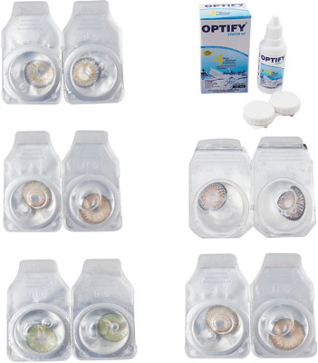 

Optify Combo Pack Monthly Color Contact Lens With Solution Monthly Contact Lens(0, Natural Grey-Gold-Green-Grey-Hazel, Pack of 5)