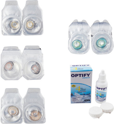 

Optify Combo Pack Monthly Color Contact Lens With Solution Monthly Contact Lens(0, Natural Grey-Grey-Hazel-Green Turquoise, Pack of 4)