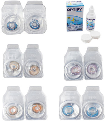 

Optify Combo Pack Monthly Color Contact Lens With Solution Monthly Contact Lens(0, Blue-Gold-Honey-Violet-Blue Topaz, Pack of 5)
