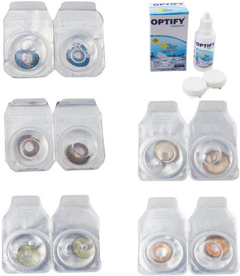 

Optify Combo Pack Monthly Color Contact Lens With Solution Monthly Contact Lens(0, Blue-Brown-Green-Hazel-Honey, Pack of 5)