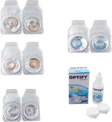 

Optify Combo Pack Monthly Color Contact Lens With Solution Monthly Contact Lens(0, Hazel-Honey-Violet-Blue Topaz, Pack of 4)