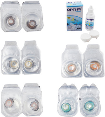 

Optify Combo Pack Monthly Color Contact Lens With Solution Monthly Contact Lens(0, Brown-Natural Grey-Grey-Honey-Green Turquoise, Pack of 5)