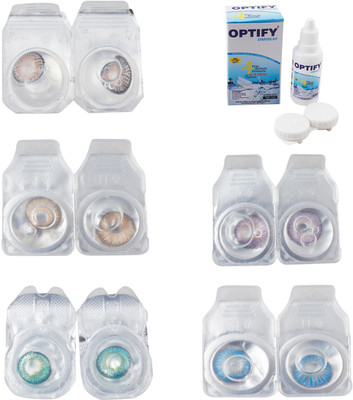

Optify Combo Pack Monthly Color Contact Lens With Solution Monthly Contact Lens(0, Grey-Hazel-Green Turquoise-Violet-Blue Topaz, Pack of 5)