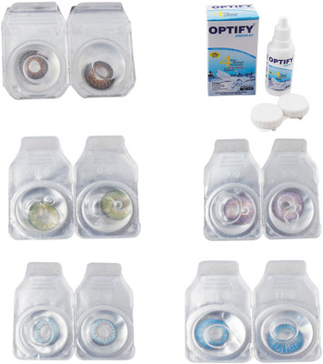 

Optify Combo Pack Monthly Color Contact Lens With Solution Monthly Contact Lens(0, Brown-Green-Sea Blue-Violet-Blue Topaz, Pack of 5)