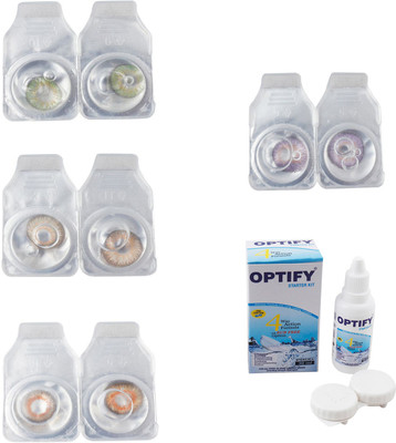 

Optify Combo Pack Monthly Color Contact Lens With Solution Monthly Contact Lens(0, Green-Hazel-Honey-Violet, Pack of 4)