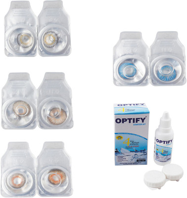 

Optify Combo Pack Monthly Color Contact Lens With Solution Monthly Contact Lens(0, Natural Grey-Hazel-Honey-Blue Topaz, Pack of 4)