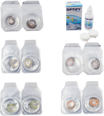

Optify Combo Pack Monthly Color Contact Lens With Solution Monthly Contact Lens(0, Brown-Natural Grey-Green-Grey-Honey, Pack of 5)