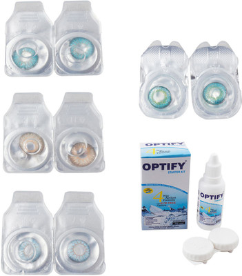 

Optify Combo Pack Monthly Color Contact Lens With Solution Monthly Contact Lens(0, Aqua-Hazel-Sea Blue-Green Turquoise, Pack of 4)