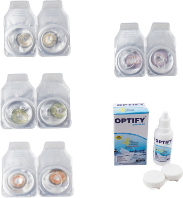 

Optify Combo Pack Monthly Color Contact Lens With Solution Monthly Contact Lens(0, Natural Grey-Green-Honey-Violet, Pack of 4)