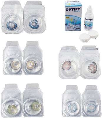 

Optify Combo Pack Monthly Color Contact Lens With Solution Monthly Contact Lens(0, Blue-Natural Grey-Green-Grey-Sea Blue, Pack of 5)