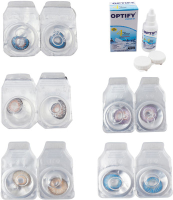 

Optify Combo Pack Monthly Color Contact Lens With Solution Monthly Contact Lens(0, Blue-Grey-Hazel-Violet-Blue Topaz, Pack of 5)