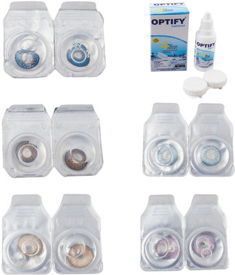 

Optify Combo Pack Monthly Color Contact Lens With Solution Monthly Contact Lens(0, Blue-Brown-Hazel-Sea Blue-Violet, Pack of 5)