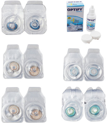 

Optify Combo Pack Monthly Color Contact Lens With Solution Monthly Contact Lens(0, Blue-Gold-Hazel-Sea Blue-Green Turquoise, Pack of 5)