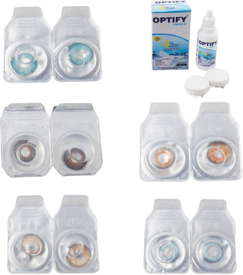 

Optify Combo Pack Monthly Color Contact Lens With Solution Monthly Contact Lens(0, Aqua-Brown-Gold-Honey-Sea Blue, Pack of 5)