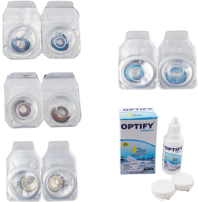 

Optify Combo Pack Monthly Color Contact Lens With Solution Monthly Contact Lens(0, Blue-Brown-Natural Grey-Blue Topaz, Pack of 4)