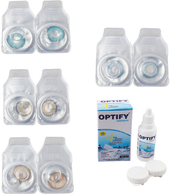 

Optify Combo Pack Monthly Color Contact Lens With Solution Monthly Contact Lens(0, Aqua-Natural Grey-Hazel-Sea Blue, Pack of 4)