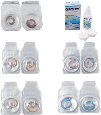 

Optify Combo Pack Monthly Color Contact Lens With Solution Monthly Contact Lens(0, Brown-Gold-Hazel-Violet-Blue Topaz, Pack of 5)