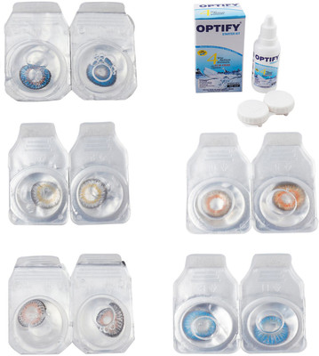 

Optify Combo Pack Monthly Color Contact Lens With Solution Monthly Contact Lens(0, Blue-Natural Grey-Grey-Honey-Blue Topaz, Pack of 5)