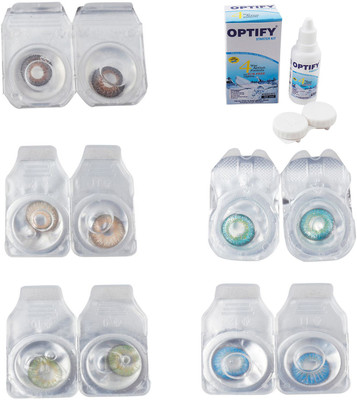 

Optify Combo Pack Monthly Color Contact Lens With Solution Monthly Contact Lens(0, Brown-Gold-Green-Green Turquoise-Blue Topaz, Pack of 5)
