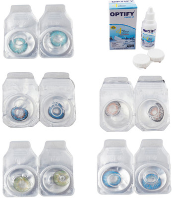 

Optify Combo Pack Monthly Color Contact Lens With Solution Monthly Contact Lens(0, Aqua-Blue-Green-Grey-Blue Topaz, Pack of 5)