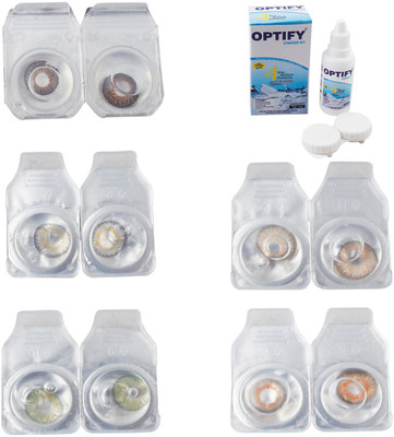 

Optify Combo Pack Monthly Color Contact Lens With Solution Monthly Contact Lens(0, Brown-Natural Grey-Green-Hazel-Honey, Pack of 5)