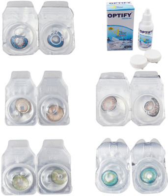 

Optify Combo Pack Monthly Color Contact Lens With Solution Monthly Contact Lens(0, Blue-Gold-Green-Grey-Green Turquoise, Pack of 5)