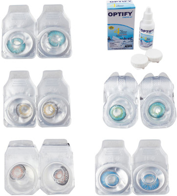 

Optify Combo Pack Monthly Color Contact Lens With Solution Monthly Contact Lens(0, Aqua-Natural Grey-Grey-Green Turquoise-Blue Topaz, Pack of 5)