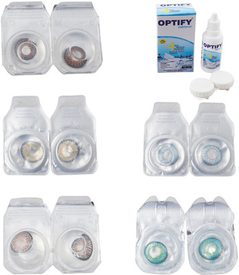 

Optify Combo Pack Monthly Color Contact Lens With Solution Monthly Contact Lens(0, Brown-Natural Grey-Grey-Sea Blue-Green Turquoise, Pack of 5)