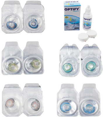 

Optify Combo Pack Monthly Color Contact Lens With Solution Monthly Contact Lens(0, Blue-Green-Grey-Green Turquoise-Blue Topaz, Pack of 5)