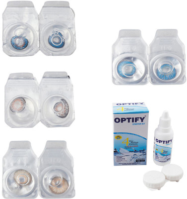 

Optify Combo Pack Monthly Color Contact Lens With Solution Monthly Contact Lens(0, Blue-Grey-Hazel-Blue Topaz, Pack of 4)