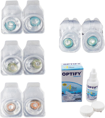 

Optify Combo Pack Monthly Color Contact Lens With Solution Monthly Contact Lens(0, Aqua-Green-Honey-Green Turquoise, Pack of 4)