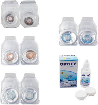 

Optify Combo Pack Monthly Color Contact Lens With Solution Monthly Contact Lens(0, Brown-Honey-Sea Blue-Blue Topaz, Pack of 4)