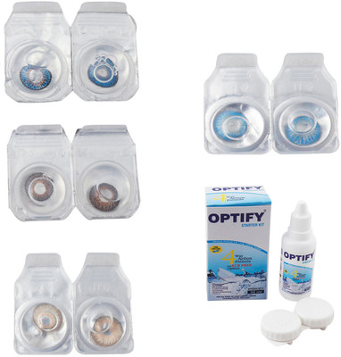 

Optify Combo Pack Monthly Color Contact Lens With Solution Monthly Contact Lens(0, Blue-Brown-Gold-Blue Topaz, Pack of 4)