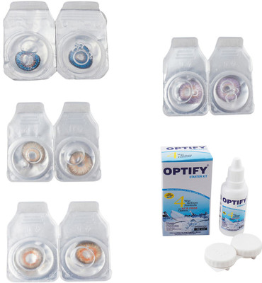 

Optify Combo Pack Monthly Color Contact Lens With Solution Monthly Contact Lens(0, Blue-Gold-Honey-Violet, Pack of 4)