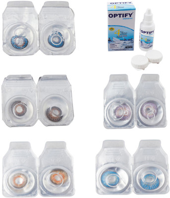 

Optify Combo Pack Monthly Color Contact Lens With Solution Monthly Contact Lens(0, Blue-Brown-Honey-Violet-Blue Topaz, Pack of 5)