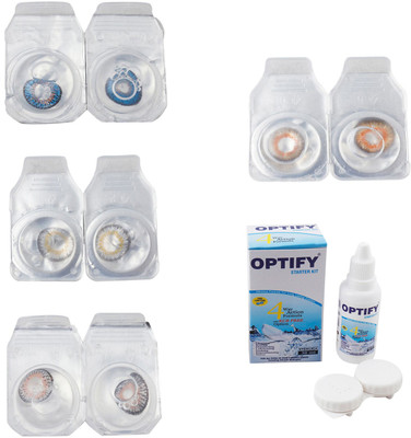 

Optify Combo Pack Monthly Color Contact Lens With Solution Monthly Contact Lens(0, Blue-Natural Grey-Grey-Honey, Pack of 4)