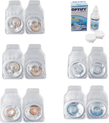 

Optify Combo Pack Monthly Color Contact Lens With Solution Monthly Contact Lens(0, Gold-Hazel-Honey-Sea Blue-Blue Topaz, Pack of 5)