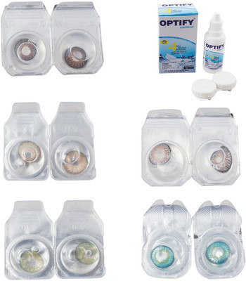 

Optify Combo Pack Monthly Color Contact Lens With Solution Monthly Contact Lens(0, Brown-Gold-Green-Grey-Green Turquoise, Pack of 5)