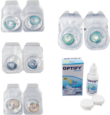 

Optify Combo Pack Monthly Color Contact Lens With Solution Monthly Contact Lens(0, Aqua-Blue-Hazel-Green Turquoise, Pack of 4)