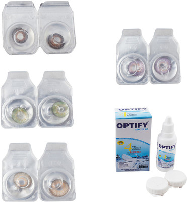 

Optify Combo Pack Monthly Color Contact Lens With Solution Monthly Contact Lens(0, Brown-Green-Hazel-Violet, Pack of 4)