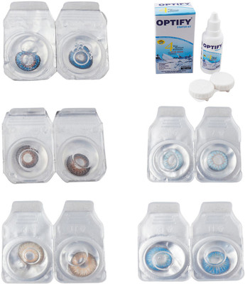 

Optify Combo Pack Monthly Color Contact Lens With Solution Monthly Contact Lens(0, Blue-Brown-Hazel-Sea Blue-Blue Topaz, Pack of 5)