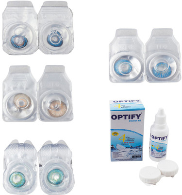 

Optify Combo Pack Monthly Color Contact Lens With Solution Monthly Contact Lens(0, Blue-Hazel-Green Turquoise-Blue Topaz, Pack of 4)