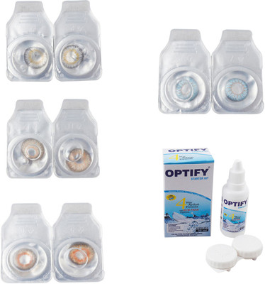 

Optify Combo Pack Monthly Color Contact Lens With Solution Monthly Contact Lens(0, Natural Grey-Gold-Honey-Sea Blue, Pack of 4)