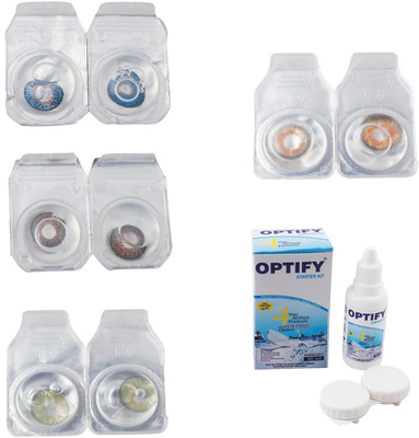 

Optify Combo Pack Monthly Color Contact Lens With Solution Monthly Contact Lens(0, Blue-Brown-Green-Honey, Pack of 4)