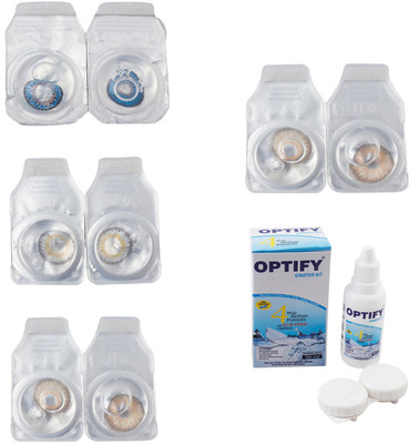 

Optify Combo Pack Monthly Color Contact Lens With Solution Monthly Contact Lens(0, Blue-Natural Grey-Gold-Hazel, Pack of 4)
