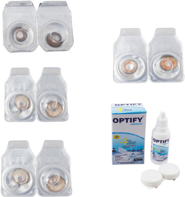 

Optify Combo Pack Monthly Color Contact Lens With Solution Monthly Contact Lens(0, Brown-Gold-Hazel-Honey, Pack of 4)